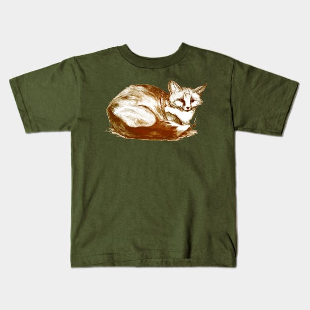 Little Red Fox Kids T-Shirt by FishWithATopHat